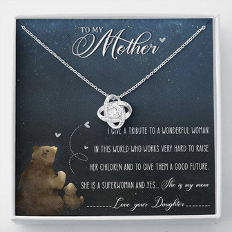 To My Mother Love Knot Necklace Message Card - Thegiftio