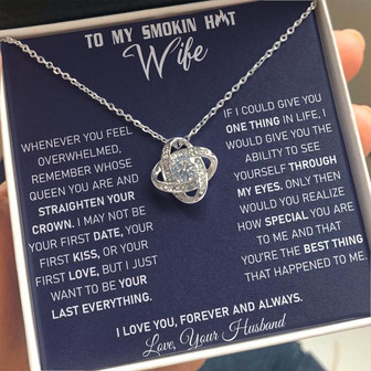 To My Smokin Hot Wife - Love Knot Necklace - Blue - Thegiftio UK