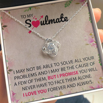 To My Soulmate- White Gold Love Knot Necklace - Thegiftio