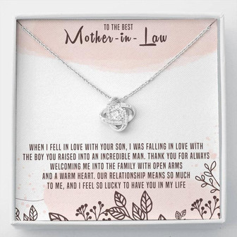 To The Best Mother-In-Law Love Knot Necklace Message Card - Thegiftio