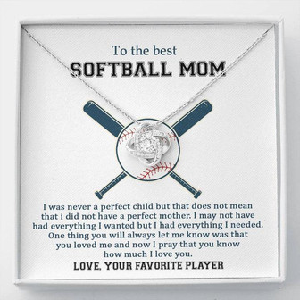 To The Best Softball Mom - Mother's Day Gift - Love Knot Necklace - Thegiftio UK