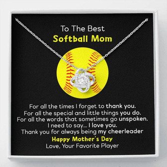 To The Best Softball Mom - Mother's Day Gift - Love Knot Necklace - Thegiftio