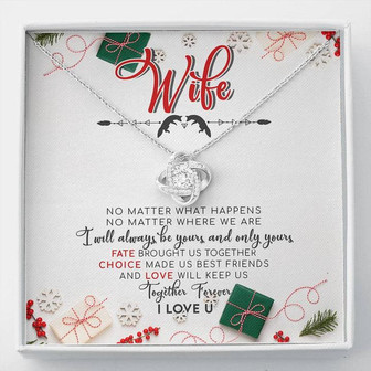 Wife Christmas Gift Message Card From Husband With Love Knot Necklace - Thegiftio