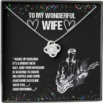 Wife Necklace, Gift For Her From Husband, Guitar Bassline Good Morning Wake Up Share - Thegiftio UK