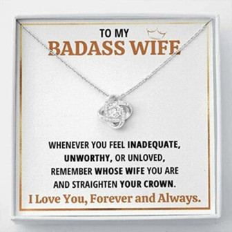 Wife Necklace Gift From Husband To My Badass Wife Straighten Your Crown - Thegiftio UK