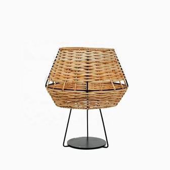 Rattan wicker table lamp Minimalist night stand lamp for bedroom and Living room | Rusticozy