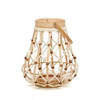 Small Bamboo Antique Garden Lantern Candle Holder With Handle For Home Decor | Rusticozy