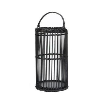 Large black bamboo candle holder wicker lamp shade candle lantern floor lantern for home decor | Rusticozy UK