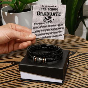 Inspirational High School Graduation Leather Bracelet Gifts For Sons | Mazezy
