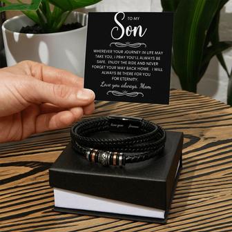 To My Son Love You Forever Leather Bracelet Birthday Gift From Mom | Mazezy