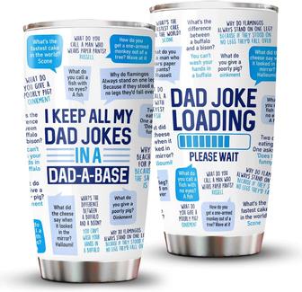 Funny Gifts for Dad, Emergency Dad Jokes Tumbler 20 oz, I Keep All My Dad Jokes Tumbler, Father's Day Gift For Dad From Son Daughter Wife | Mazezy