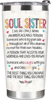 Gifts for Soul Sister Friends Female Tumbler 20oz, Sister Gifts for Women, Christmas Birthday Gifts for Women Friendship Stainless Steel Travel Cup | Mazezy
