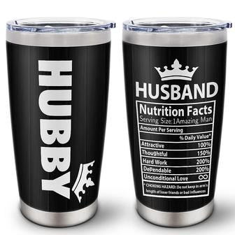 Gifts For Husband, Husband Nutrition Facts Funny Gifts, Husband Hubby Cup From Wife, Anniversary Romantic Gifts For Him Tumbler 20oz Travel Cup | Mazezy