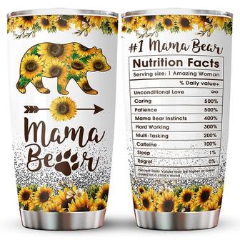 Mom Gifts, Birthday Gifts For Mom From Daughter Son Kids, Mama Bear Tumbler 20 oz with Sunflower, Mom Nutrition Mug Tumbler 20oz  | Mazezy