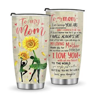Birthday Gifts for Mom from Daughter, Mother's Day Gift for Mama from Son Husband Tumbler 20oz Double Wall Stainless Steel Sunflower Travel Cup | Mazezy