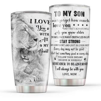 Son Tumbler, Fathers Day For Son Gifts, To My Son Tumbler 20oz, Son Tumbler from Mom and Dad Parents, Son Lion Stay Strong Travel Cup Coffee Mug | Mazezy