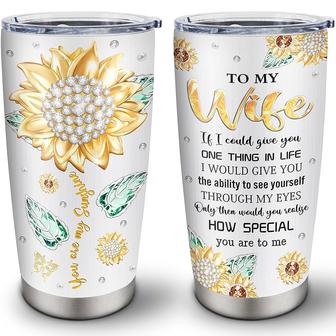Gifts for Wife Tumblers 20oz, Sunflower Anniversary Gift for Her, I Love You Gifts for Her, Wife Gifts Sunshine Stainless Steel Tumbler Cup 20 Oz | Mazezy