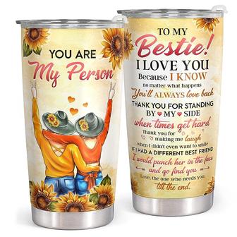 Gifts for Best Friends Women Birthday, Sunflower Best Friend Valentines Day Gifts for Women Tumbler 20oz, You Are My Person Insulated Travel Cup | Mazezy
