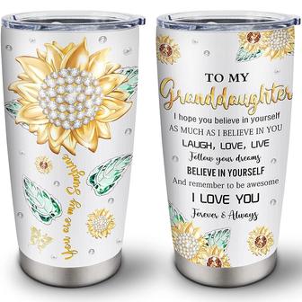 Granddaughter Gifts from Grandma Grandpa Tumblers 20oz, Great Granddaughter Gifts Travel Cup, Sunflower My Sunshine Graduation Gift Birthday Gift | Mazezy