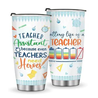 Teacher Assistant Tumbler Gifts for Women Man Birthday Gifts for Teacher, Teacher Life Insulated Travel Coffee Mug, Stainless Steel Tumbler 20oz | Mazezy