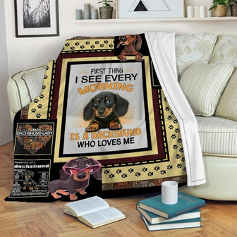 A Dachshund Dog Blanket - Gift for Dog Lover Blanket, Sherpa Fleece mink Blanket, Adult Kid Blanket - Gifts Her Him | Mazezy