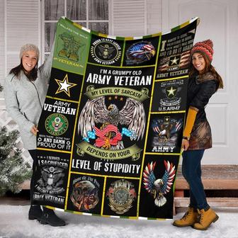 Army Veteran American Blanket, Christmas Blanket For Family , Sherpa Fleece mink Blanket- Christmas Gifts | Mazezy