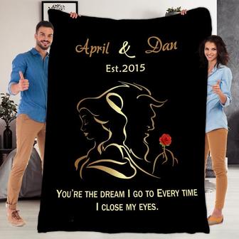 Beauty And Beast Customized Blanket, Blanket For Wife, Gift For Girlfriend, Gift For Anniversary, Christmas, Birthday, Couple Fleece Blanket | Mazezy