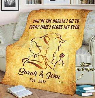 Beauty And Beast Rustic Color Customized Blanket, Blanket For Wife, Gift For Girlfriend Gift For Anniversary Christmas Birthday Gift For Her | Mazezy