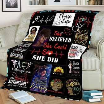 Black Nurse Rock Blanket , Women's Day Gifts, Christmas Gift For Mom Nurse , Anniversary Gift, Nurse Blanket | Mazezy