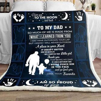 Blanket for dad, Christmas gift, daddy's birthday, Personalized Fleece Sherpa Blankets, father and son, daddy and daughter, family gifts | Mazezy