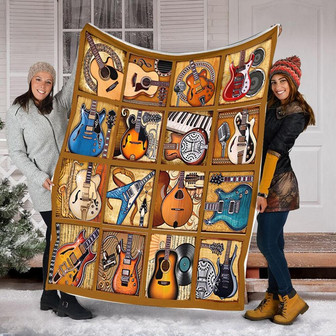 Blanket For Guitar Lover , Guitar Special Blanket, Gift For Birthday, Fleece mink Sherpa Blanket | Mazezy