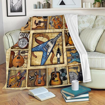 Blanket For Guitar Lover , Guitar Special Blanket, Gift For Birthday, Fleece mink Sherpa Blanket | Mazezy