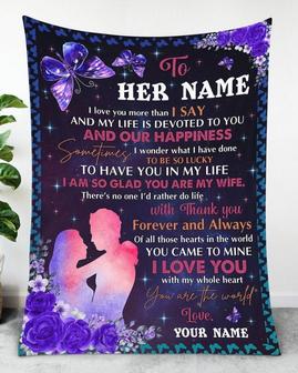 Blanket for Wife,Personalized Name Blankets,Mr and Mrs gifts,Husband and wife blanket gift,Valentine gifts for her, anniversary blanket | Mazezy