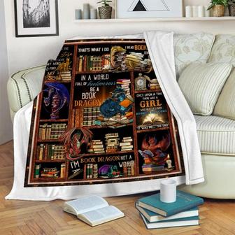 Book Dragon Blanket, Book Blanket, Dragon Blanket, Family Blanket, Christmas Blanket, Blanket For Gifts | Mazezy