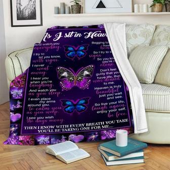 Butterfly As I Sit In Heaven Blanket, Butterfly Fleece Blanket, Butterfly Pattern, Butterfly Lover Gift, Gift Ideas | Mazezy