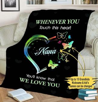 Butterfly Print Customized Blanket For Nana/Grandma/Grandpa, Gift From Grandkids/Custom Gift For Nana, Personalized Gift For Christmas Quilt | Mazezy