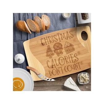 Christmas Calories Don't Count Cutting Board Bamboo Wood Engraved Cute Funny Cookie Dessert Appetizer Serving Platter Tray Kitchen Decor | Mazezy