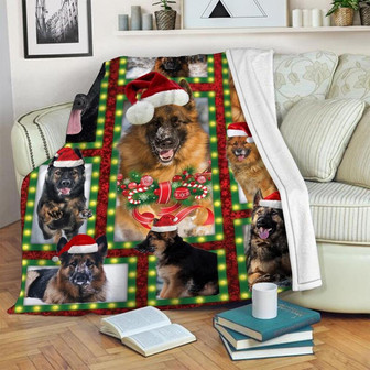 Christmas German Shepherd Blanket - Christmas Gift for Dog Lover Blanket, Sherpa Fleece mink Blanket- Gifts Her Him | Mazezy
