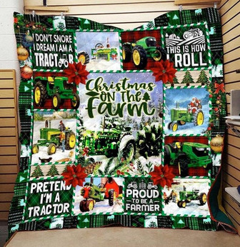 Christmas On The Farm Blanket, Tractor Blanket, blanket for farmer, Blanket for tractor, Fleece Sherpa Blankets, farm lover,christmas family | Mazezy