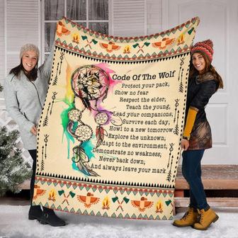 Code Of The Wolf Hippie Blanket, Special Blanket, Anniversary Gift, Christmas Memorial Blanket Gift Friends and Family Gift | Mazezy