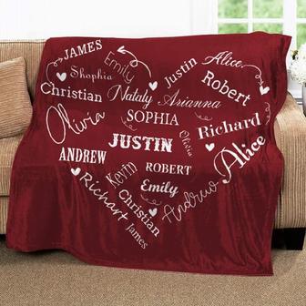 Custom Name Blanket, Personalized Name Blanket, Monogrammed Blankets, Heart Shape With Name Blanket, Grandma Blanket | Mazezy