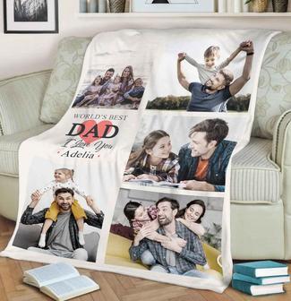 Custom Photo Blanket, Gift For Father's Day, Personalized Blanket For Daddy, Gift For Him, Collage Blanket For Dad | Mazezy