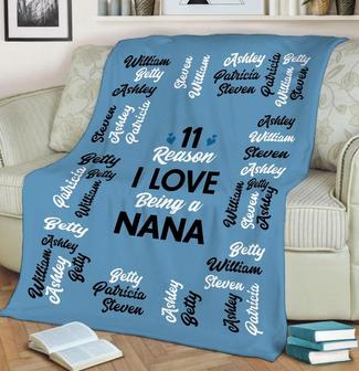 Customized Blanket For Nana, Grandpa, Grandma , Mama, Fleece Blanket Gift For Grandparent's Day, Gift For Christmas, Thanksgiving Day, | Mazezy