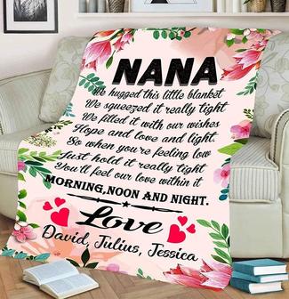 Customized Blanket For Nana, Grandpa, Grandma , Mama, Gift For Grandparent's Day, Gift For Christmas, Thanksgiving Day, Fleece Blanket | Mazezy