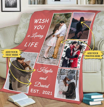 Customized Family Photo Blanket, Blanket For Family, Gift For Couples, Picture Collage Fleece Blanket, Gift For Anniversary, Christmas Gift | Mazezy