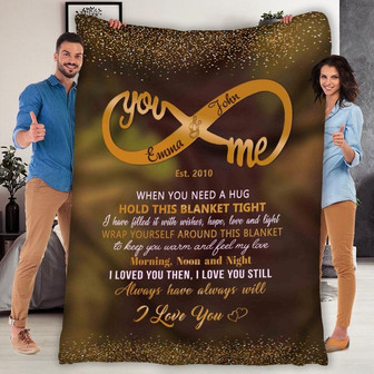 Customized Infinity Blanket For couples, Gift For Couples, Gift For Anniversary, Valentine's Day, Fleece Blanket For Couples, Gift For Her | Mazezy
