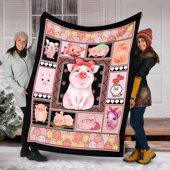 Cute Pig Blanket - Gift for Pig Lover Blanket, Sherpa Fleece mink Blanket, Christmas Blanket - Gifts Her Him | Mazezy