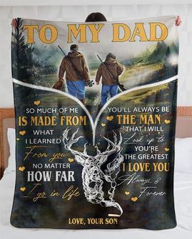 Dad and son blankets, father's birthday gifts, Custom Fleece Sherpa Blankets,Christmas blanket Gifts, size 30"x40", 50"x60, 60"x80" | Mazezy