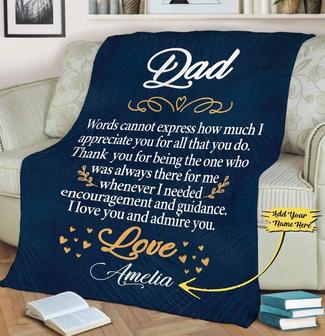 Dad I Love You And Admire You, Customized Blanket For Father's Day, Gift For Him, Fleece Blanket, Personalized Gift For Dad, Dad's Gift | Mazezy