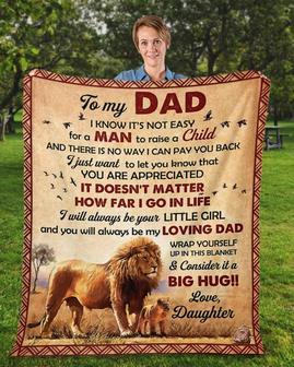 Daddy blanket, Father Lion blanket, blanket from daughter, Fleece sherpa blanket, Custom blanket, family blanket, gift from son | Mazezy UK